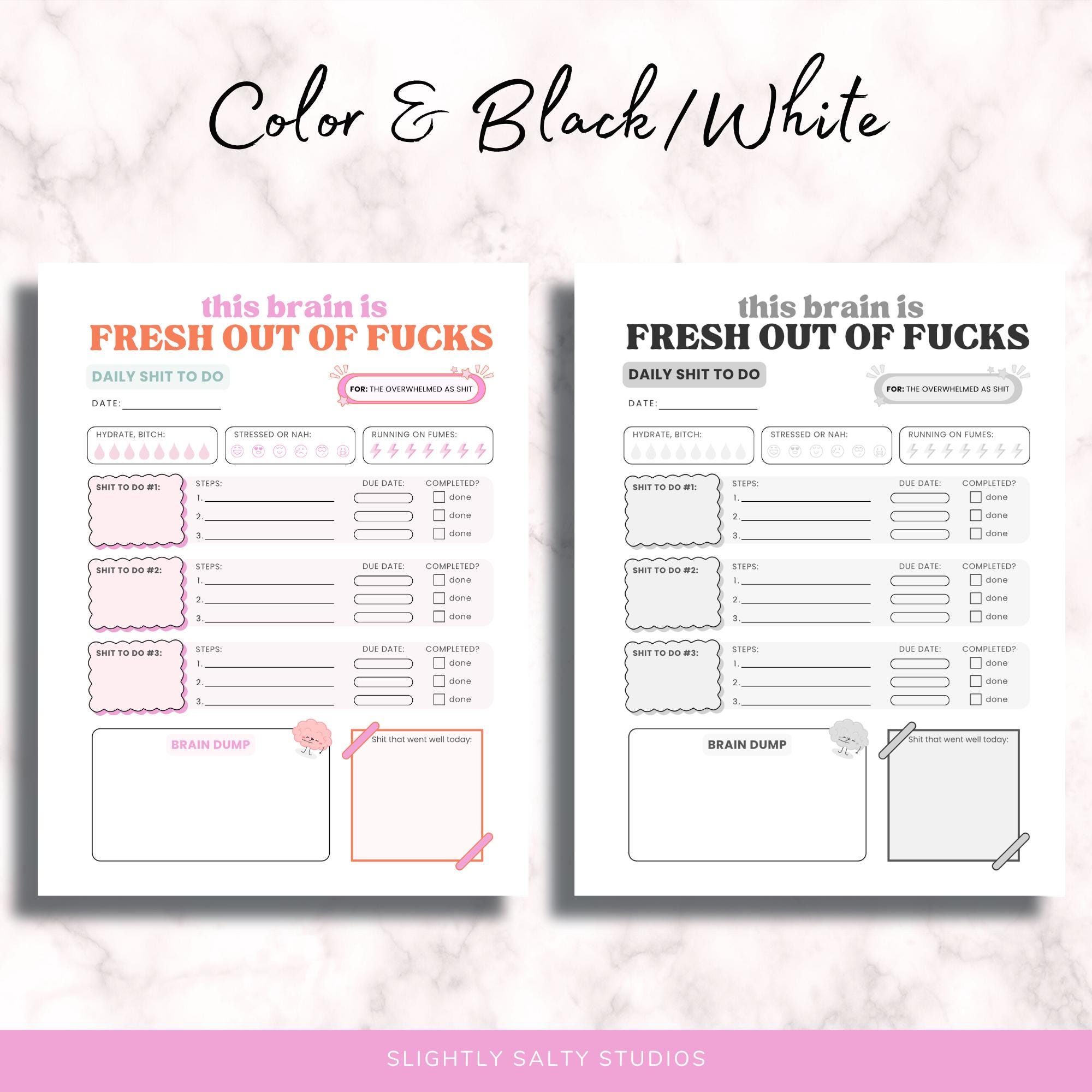 ADHD Planner Printable Bundle, Daily Weekly Brain Dump PDF, Doom Pile ...