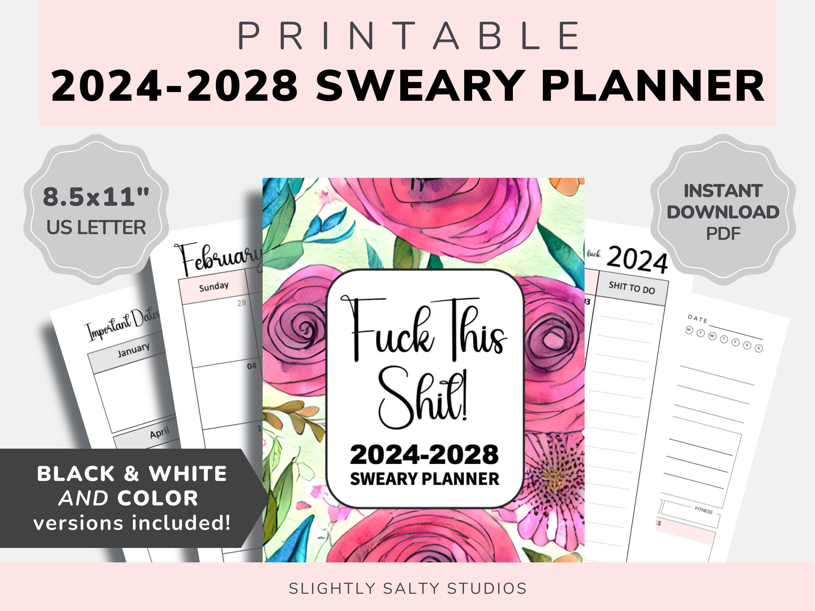 20242028 Printable Planner Sarcastic Planner Cuss Word Etsy
