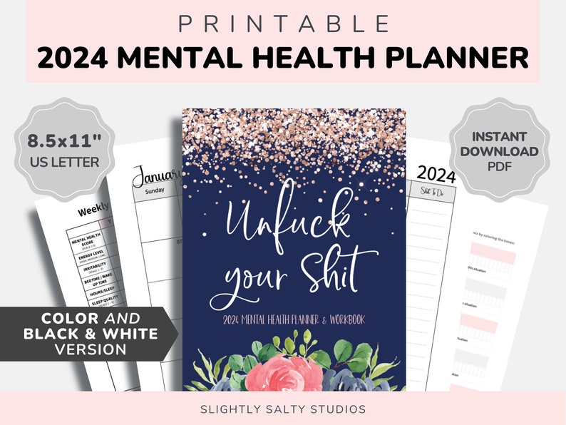 2024 Sweary Mental Health Planner Mental Health Workbook Etsy