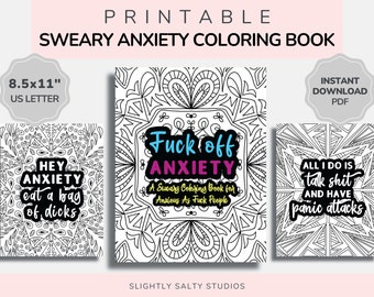 30 Funny Coloring Pages For Adults, Anxiety Coloring Book,  Adult Coloring Pages Printable, Swear Coloring Book, Swear Word Coloring Pages