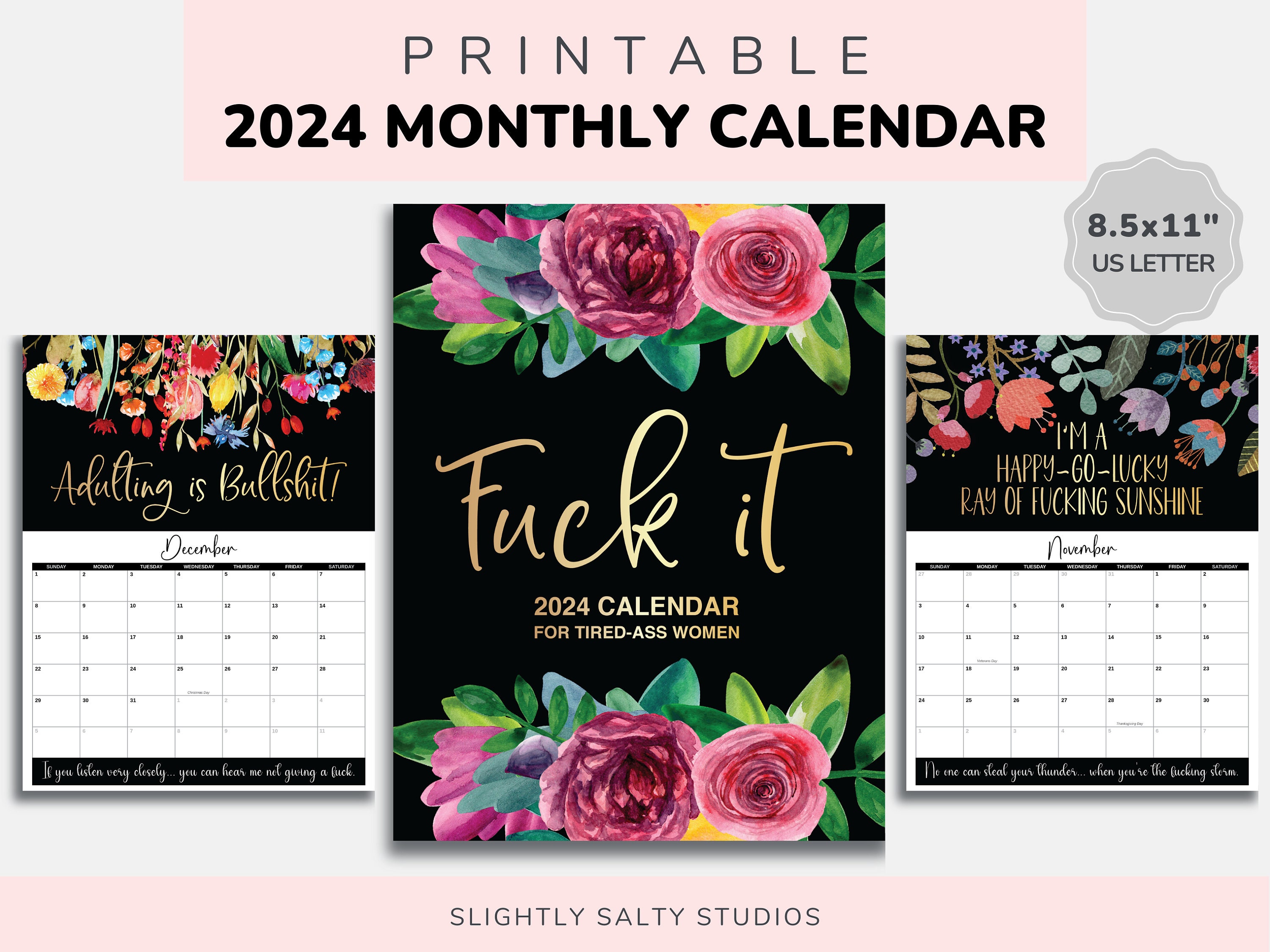 2024 Calendar Printable 2024 Digital Calendar 2024 Swear Etsy New Zealand