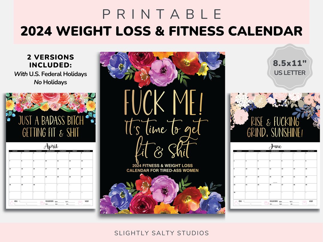 Weight Loss Calendar Printable, Printable Calendar 2024, Fitness