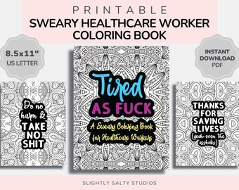 Funny Mental Health Worker Coloring Book, Nurse Coloring Pages, Medical Coloring Pages, Adult Coloring Pages Printable, Nursing Quotes Funny