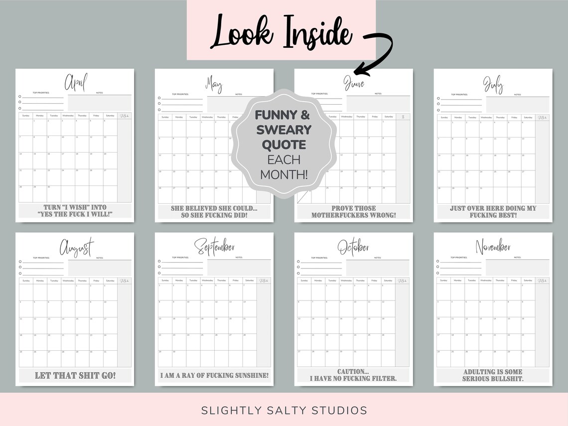 2024 Fillable Calendar 2024 Funny Calendar PDF Swear Etsy 2024 Fillable Calendar 2024 Funny Calendar PDF Swear Etsy