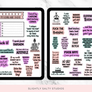 Funny Cute Adult Swear Word PNG Stickers for Digital Planners and Goodnotes, Instant Download