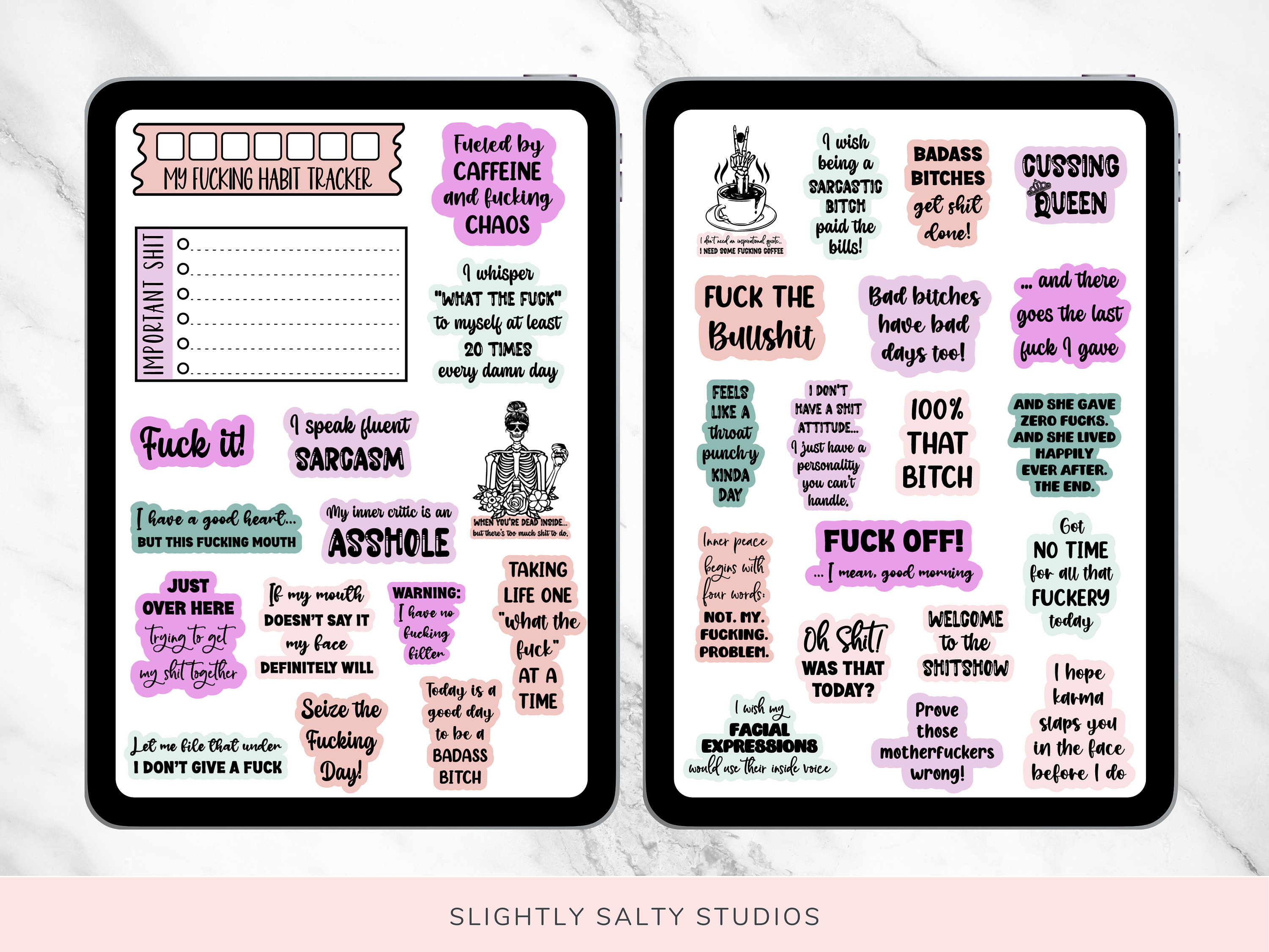 Funny Cute Adult Swear Word PNG Stickers for Digital Planners and Goodnotes, Instant Download