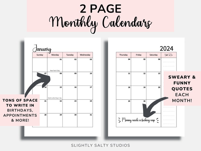 2024 Mom Planner Printable, Mom Planner PDF, Swear Planner, 2024