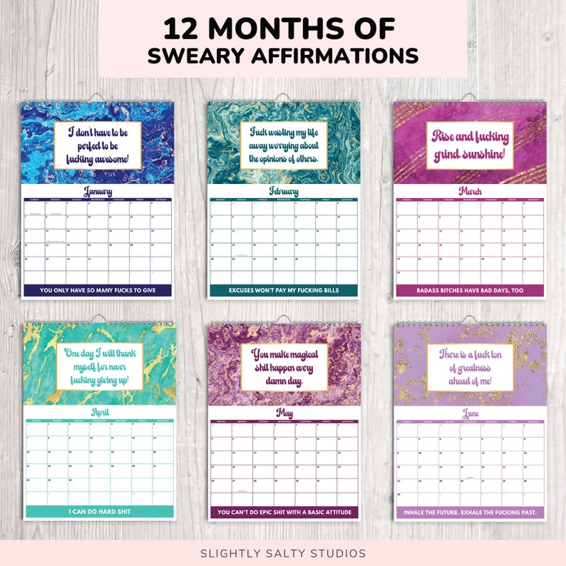2024 Funny Wall Calendar Funny Calendar 2024 Swearing - Etsy