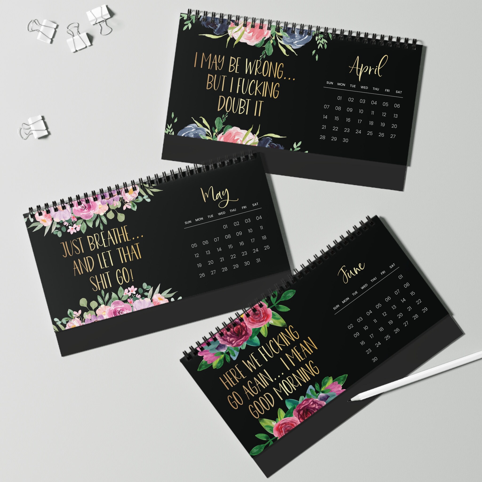 Funny Calendar 2024 2024 Desk Calendar Sweary Calendar Home Etsy UK