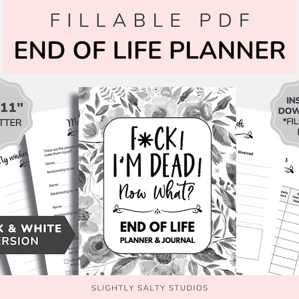 Fillable End of Life Planner, Editable Last Wishes Planner, Estate Planning Binder, Emergency Planner Binder, Will Preparation, When I Die