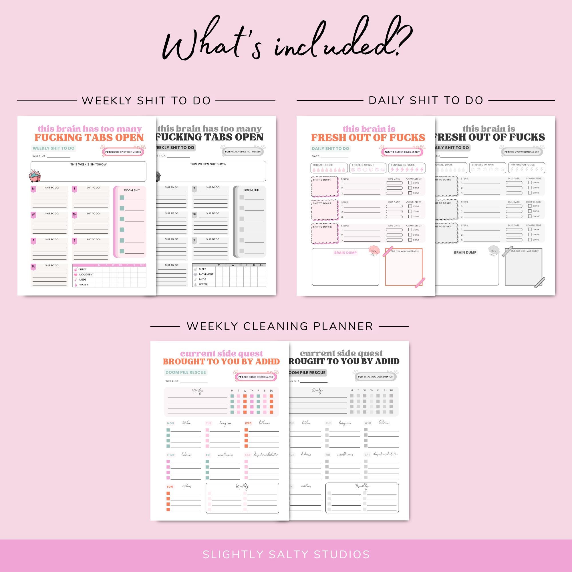 ADHD Planner Printable Bundle, Daily Weekly Brain Dump PDF, Doom Pile ...