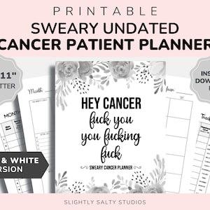 Cancer Planner PDF, Fck Cancer, Funny Cancer Quotes, Cancer Organizer, Cancer Treatment Tracker, Sweary Cancer, Cancer Journal, F ck Cancer