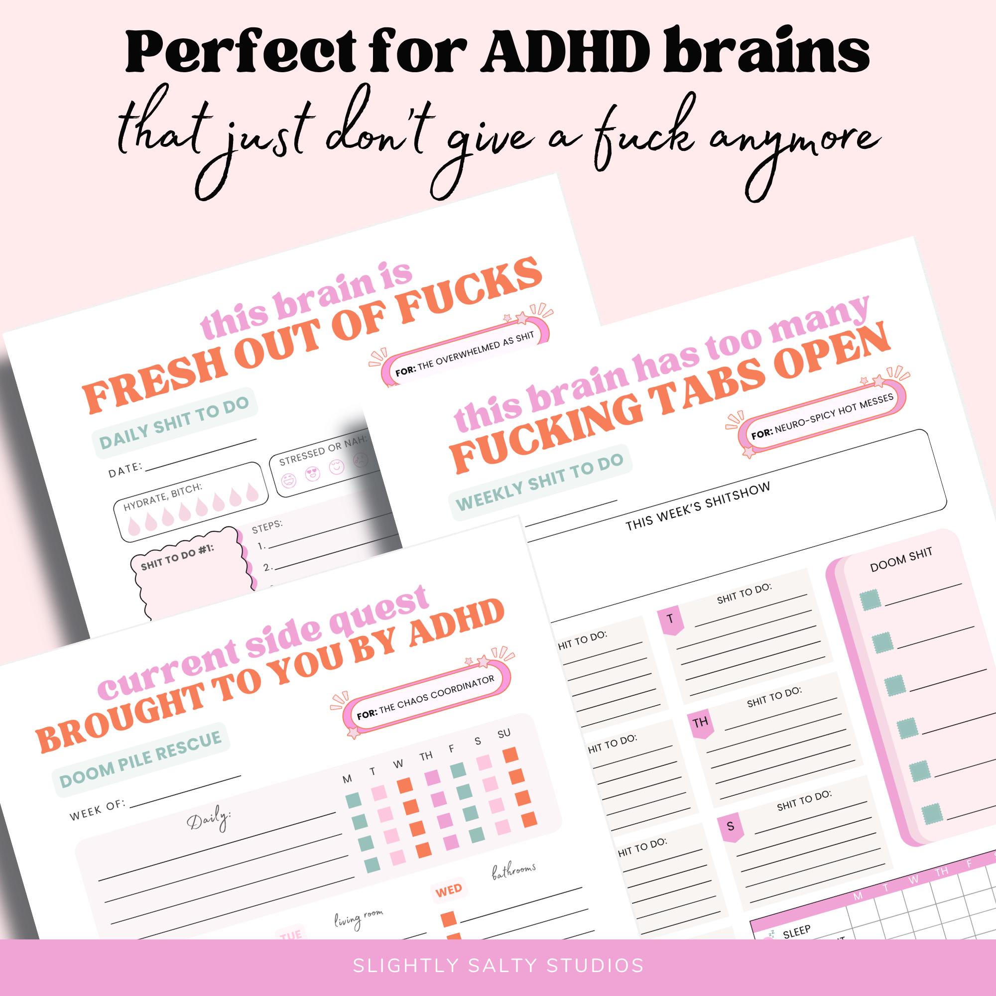 ADHD Planner Printable Bundle, Daily Weekly Brain Dump PDF, Doom Pile ...