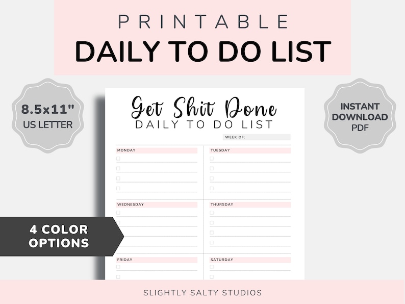 Get Shit Done to Do List Printable to Do List Printable PDF - Etsy