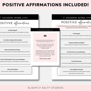 Puede incluir: Una hoja de trabajo imprimible con afirmaciones positivas para el autocuidado y el crecimiento. Las afirmaciones est&aacute;n escritas en negro sobre un fondo blanco con acentos rosados. El texto incluye frases como "Me perdono", "Soy suficiente", y "Soy digno de amor y respeto".