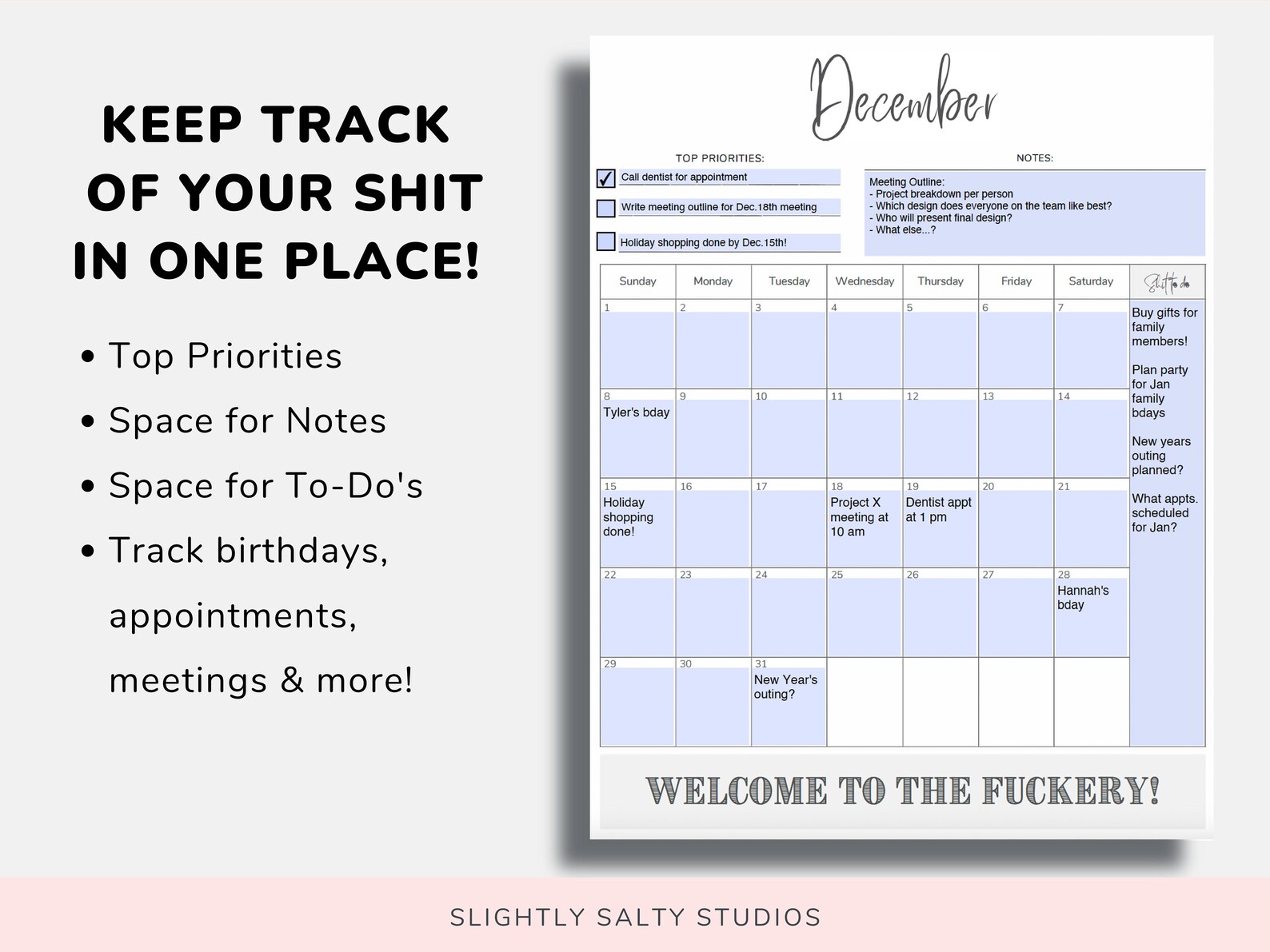 2024 Fillable Calendar 2024 Funny Calendar PDF Swear Etsy
