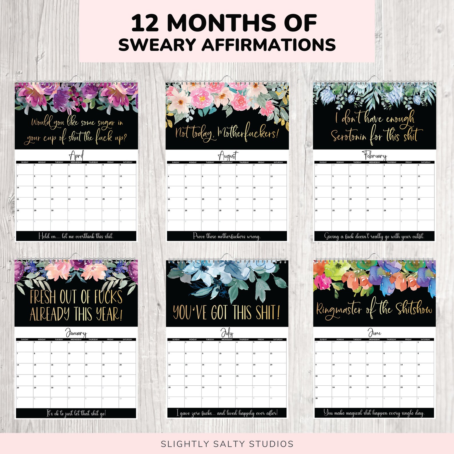 2024 Wall Calendar Funny Calendar 2024 Swearing Calendar Etsy Singapore