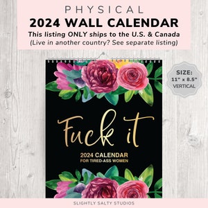 2024 Wall Calendar, Funny Calendar 2024, Swearing Calendar, Physical Calendar, Hanging Calendar, Cuss Word Gift