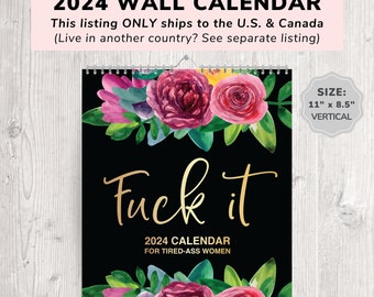 2024 Wall Calendar, Funny Calendar 2024, Swearing Calendar, Physical Calendar, Hanging Calendar, Cuss Word Gift