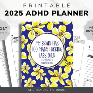 2025 Funny ADHD Daily Weekly Monthly Adult Printable PDF Planner