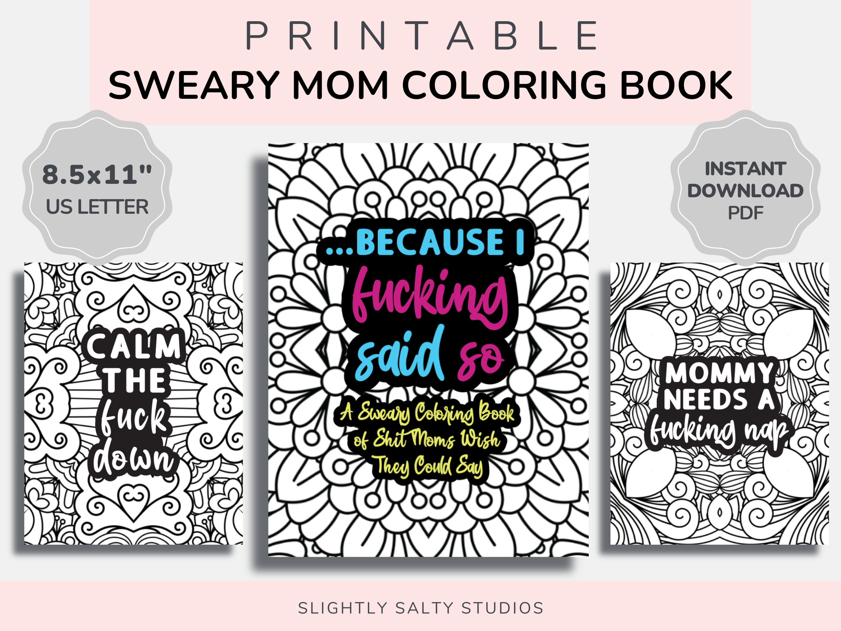 Mom Coloring Book, Printable Adult Coloring Pages, Swear Word Coloring Pages, Funny Coloring Pages, Digital Download, Swearing Coloring