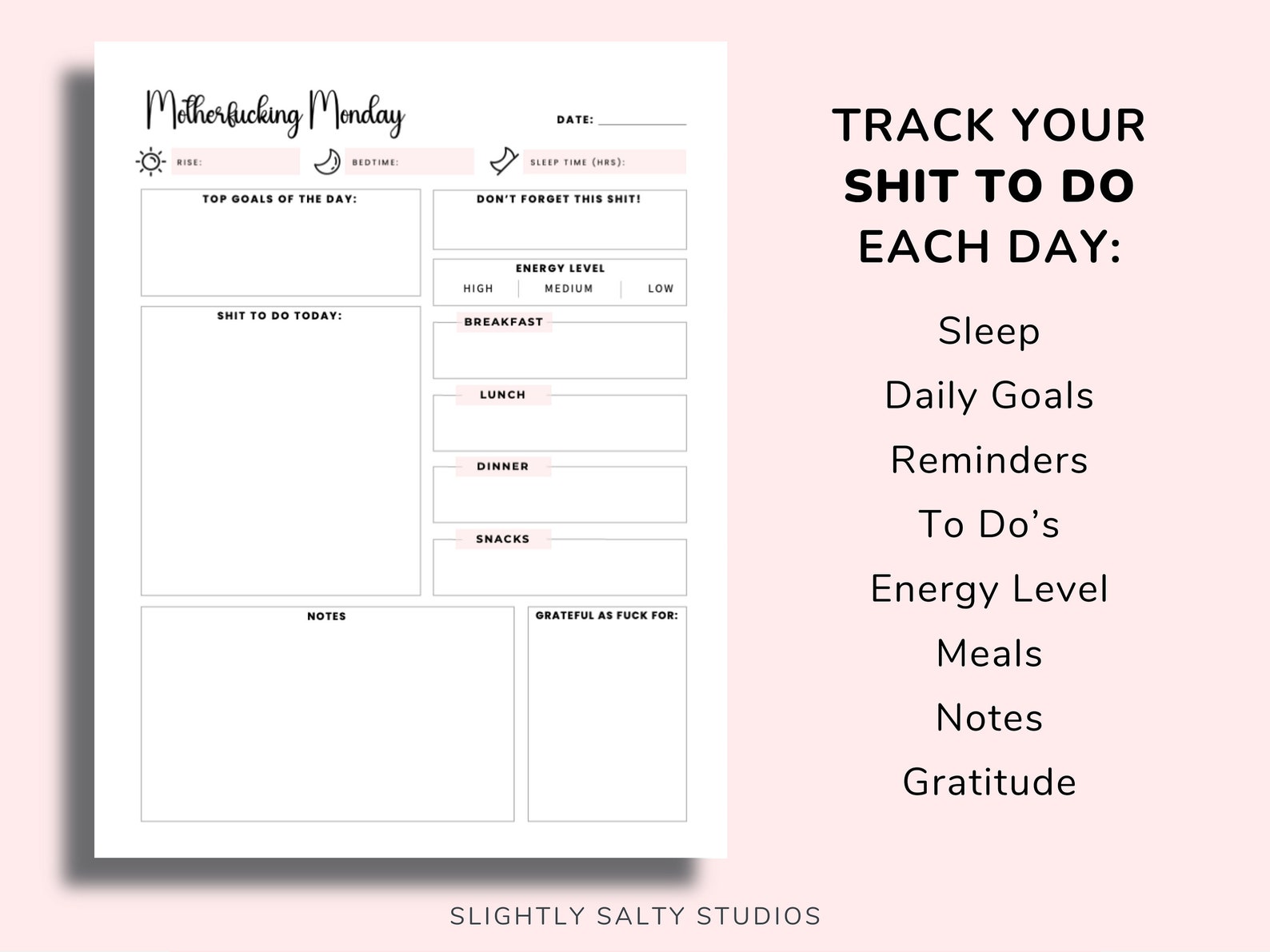 Funny to Do List, Daily Planner Printable One Page, Weekly Planner ...