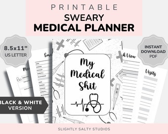 Funny Medical Planner Printable, Family Medical History Binder Printable, Health Care Planner, Mental Health Tracker, Wellness Planner