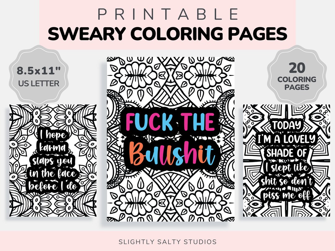 20 Adult Coloring Pages Printable, Sarcastic Coloring Pages, Swear Word Coloring Book, Funny ...