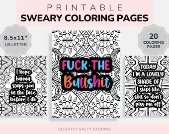 20 Adult Coloring Pages Printable, Sarcastic Coloring Pages, Swear Word Coloring Book, Funny Coloring Pages For Adults, Cuss Word Coloring