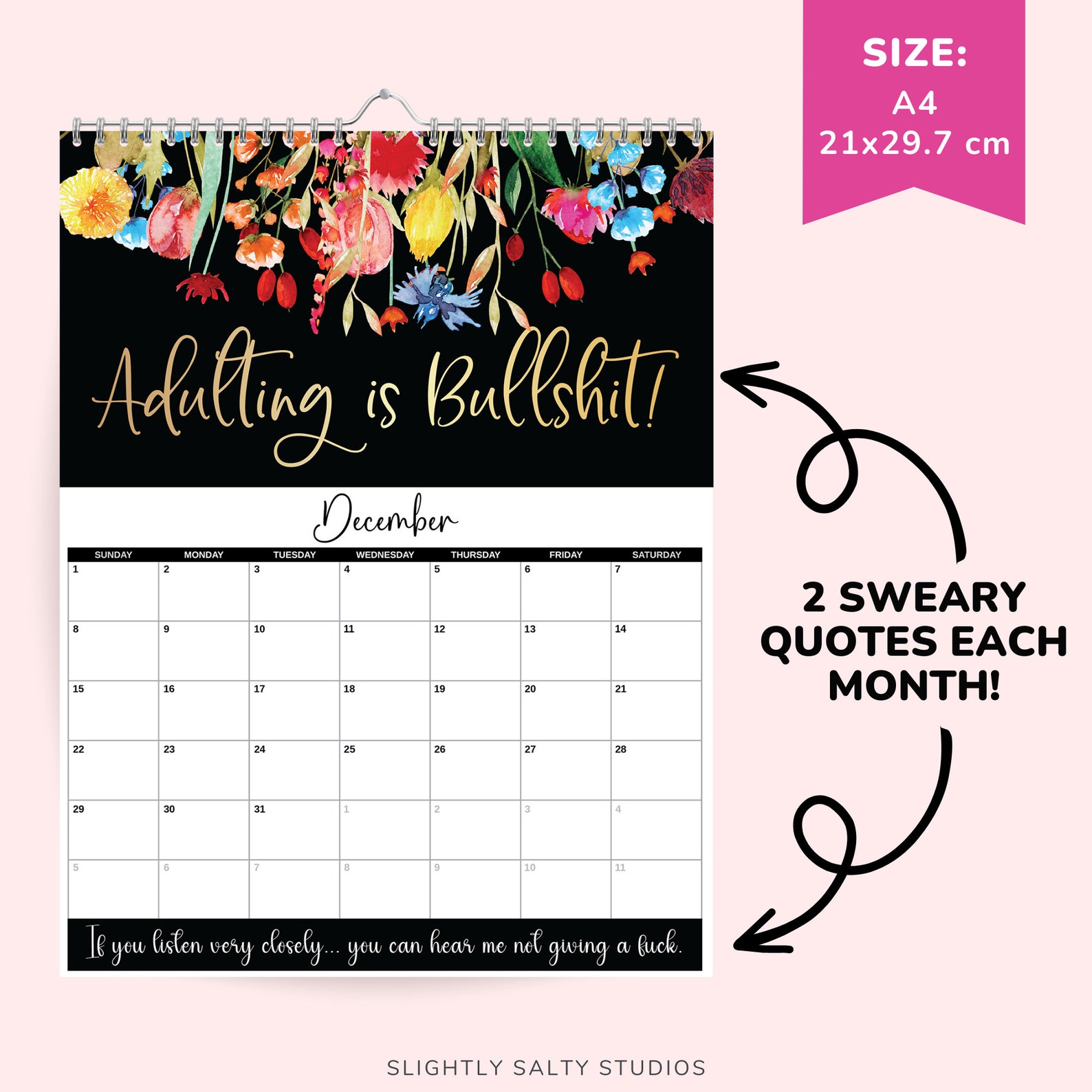 2024 Wall Calendar Funny Calendar 2024 Swearing Calendar Etsy Singapore