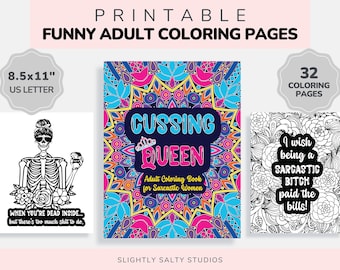 32 Cuss Word Coloring Pages, Sarcastic Coloring Pages, Swear Word Coloring Book, Funny Coloring Pages For Adults, Cuss Word Quotes PDF