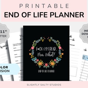 F*ck! Ich bin jetzt tot, lustiges End Of Life Planer Printable, Wenn ich sterbe Printable Planner, Notfallmappe, Wichtiges Dokument