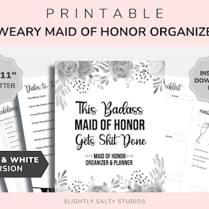 Maid Of Honor Planner Printable, Funny Maid Of Honor, MOH Planner, Maid Of Honor Checklist, Bridesmaid Planner Digital, Instant Download