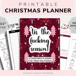 Christmas Planner Printable, Christmas To Do List, Funny Christmas, Swear Christmas, Holiday Planner, Gift Budget, Christmas Gift List, PDF