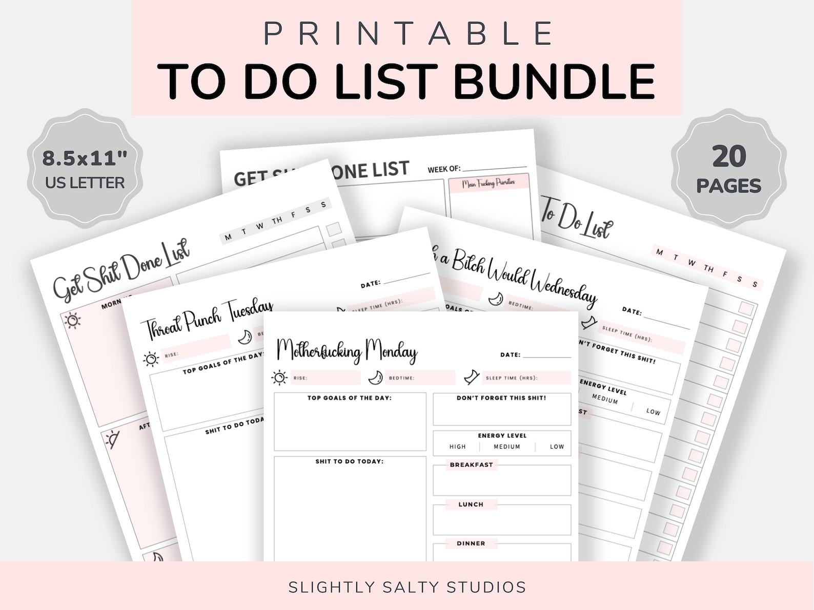 Funny to Do List, Daily Planner Printable One Page, Weekly Planner ...