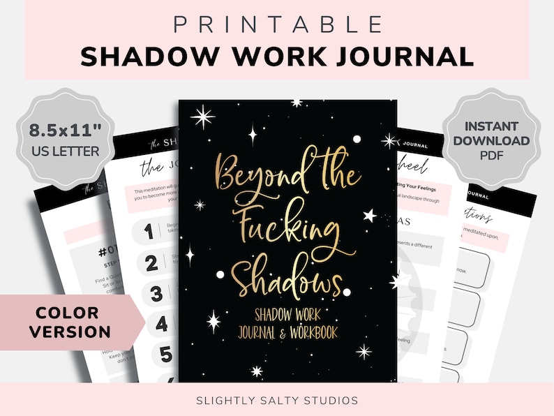 Diario de trabajo en la sombra imprimible, Libro de trabajo en la sombra digital, Diario de salud mental, Indicaciones de trabajo en la sombra, Libro de las sombras, Trauma infantil imagen 1