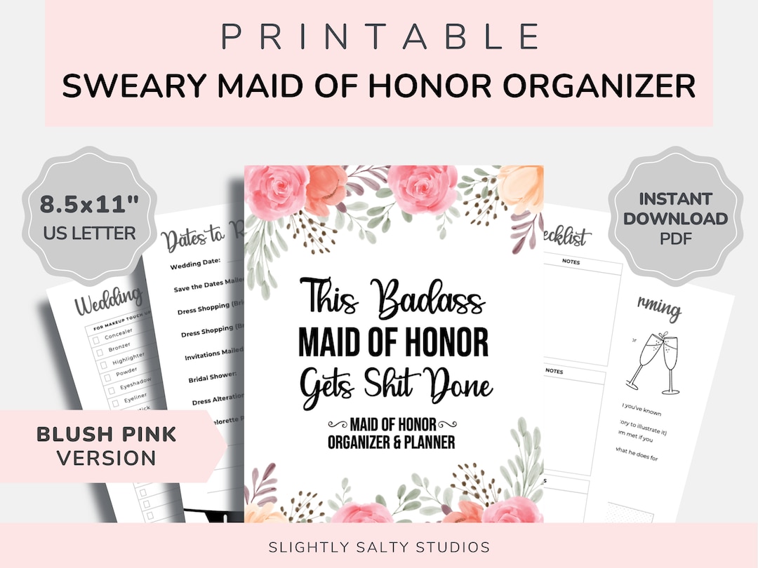 Maid of Honor Planner Printable, Funny Maid of Honor, MOH Planner, Maid ...