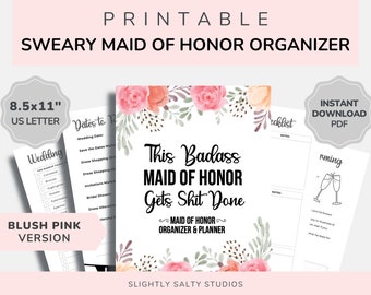 Maid Of Honor Planner Printable, Funny Maid Of Honor, MOH Planner, Maid Of Honor Checklist, Bridesmaid Planner Digital, MOH Organizer