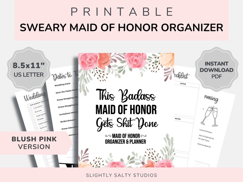 Maid of Honor Planner Printable Funny Maid of Honor MOH - Etsy