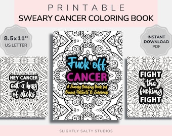 Cancer Coloring Pages, Fck Cancer, Funny Cancer Quotes, Funny Cancer Gift, Cancer Printables, Cancer Care Package, Cancer Sayings