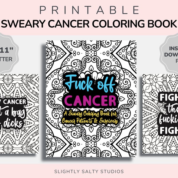 Cancer Coloring Pages, Fck Cancer, Funny Cancer Quotes, Funny Cancer Gift, Cancer Printables, Cancer Care Package, Cancer Sayings