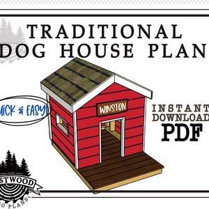 Dog House PDF Plans - DIY Digital Download Plans Easy Quick - Step By Step Photo Tutorial Outdoor Dog House Kennel Simple Woodworking Plans