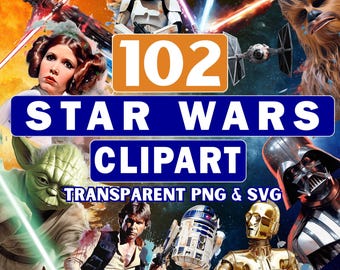 Star Wars Clipart SVG Clipart Bundle PNG Han Solo svg Darth Vader Star Wars Clip Art PNG Images Digital Download Kenobi Stickers Tshirts