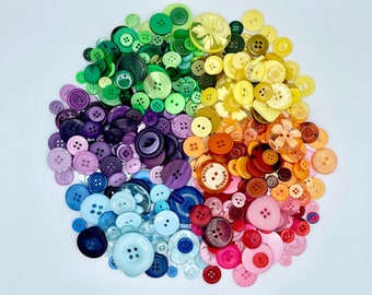 Colorful Rainbow Buttons Plastic Buttons Colored Crafting Buttons Scrapbooking Knitting Crochet Decorative Buttons Sewing Supplies Rainbow