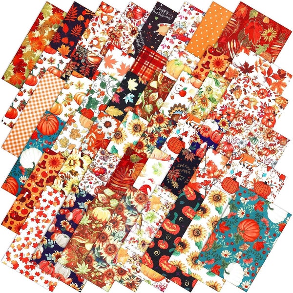 Fall Fabric Squares Quilt Squares Fabric Blocks Fabric Panel Pumpkin Fall Harvest Crafting PolyesterCotton Fabric Notions Thanksgiving Leave
