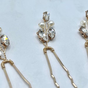 Bridal Hair Pins Pearl Crystal Vintage Wedding Accessory Rhinestone Silver Style Bridal Party Gift for Bride Bridesmaids Flower Girls Gold