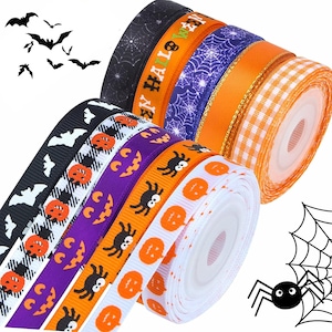 Halloween Band für Kränze Dekor Halloween Dekor Wired Band Geschenkverpackungsband Handwerk Band Bänder für Kränze Stoff Kurzwaren Bogen Band