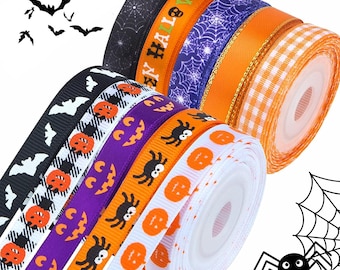 Halloween-lint voor kransen Decor Halloween-decor Bedraad lint Cadeaupapier Lint Ambachtelijk lint Linten voor kransen Stof Begrippen Striklint