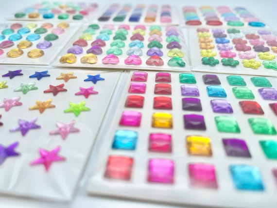 Self Adhesive Stickers Multicolor Crystal Decal Stars Gem Sticker Heart gem stickeer Rhinestones Stickers Crafts Assorted Shapes Jewels
