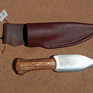 6&quot; Zebrawood Handle Hunting Knife with Brown Leather Sheath (Knife B)